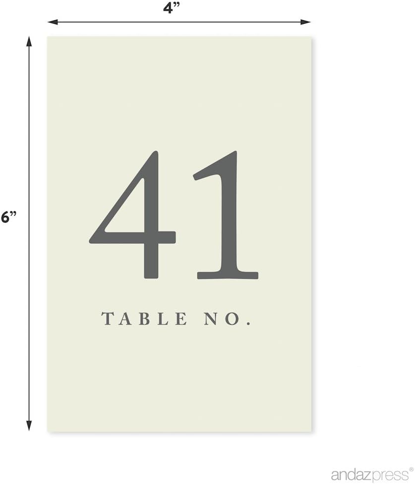 Andaz Press Ivory Wedding Table Numbers 41-60, 4x6-Inches Table Number Cards For Wedding Reception, Table Number For Seating Chart For Wedding Reception, Restaurant, Classroom, Boda