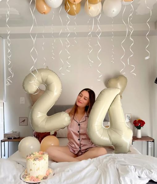 Cream White Number 27 72 Birthday Balloon 40 Inch, 27 72 Party Celebration Decorations Supplies, Mylar Foil Numbers Balloons for 27 72 Wedding Anniversary