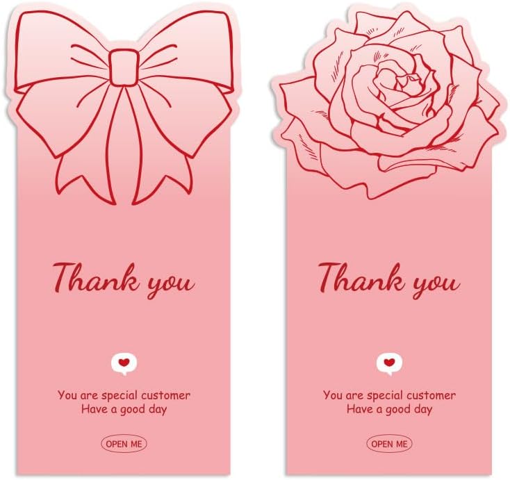 150Pcs Cute Pink Large Thank You Stickers,Bow Shaped Rose Gift Wrapping Decorations, Suitable for Gifts, Merchandise, Open Me Stickers, Large Labels, 4.72 x 2.36 inches.(Bow and Rose)