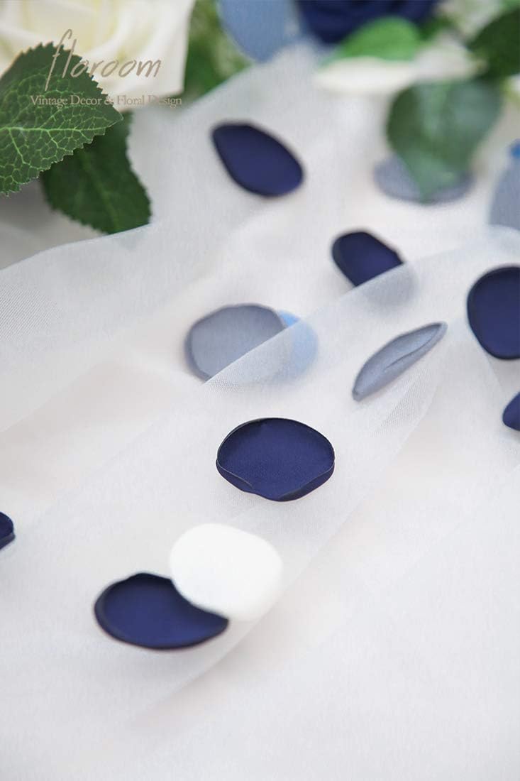 Floroom 300pcs Rose Petals Dusty Blue Navy Faux Silk Flower Petals for Wedding Flower Girl Basket Aisle Scatter Dinner Table Centerpieces Party Confetti Decoration Romantic Night Home Decor