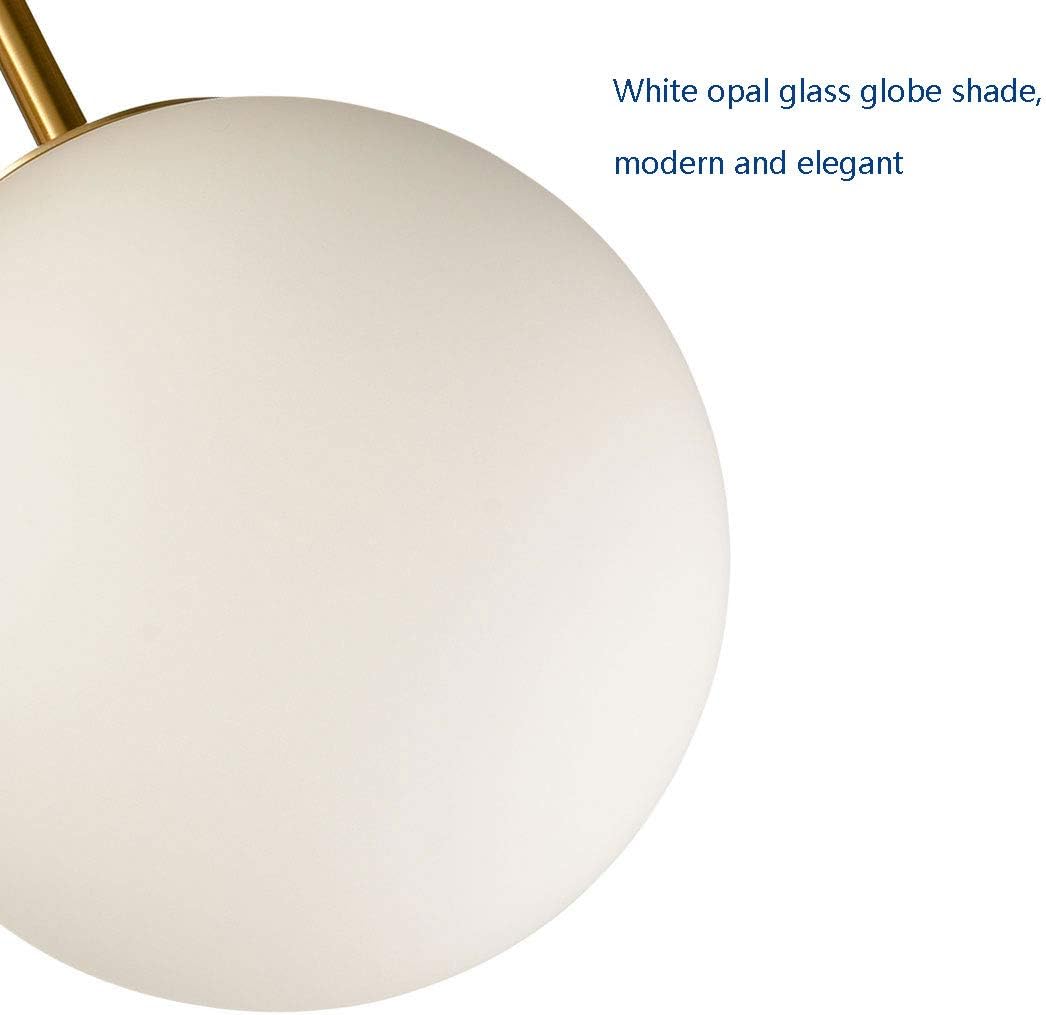 HOLKIRT Classic Mid Century Modern Globe Semi Flush Mount Ceiling Light Sputnik Chandeliers,White Frosted Glass Gold Finished for Living Room Dining Room Bedroom 3- Light