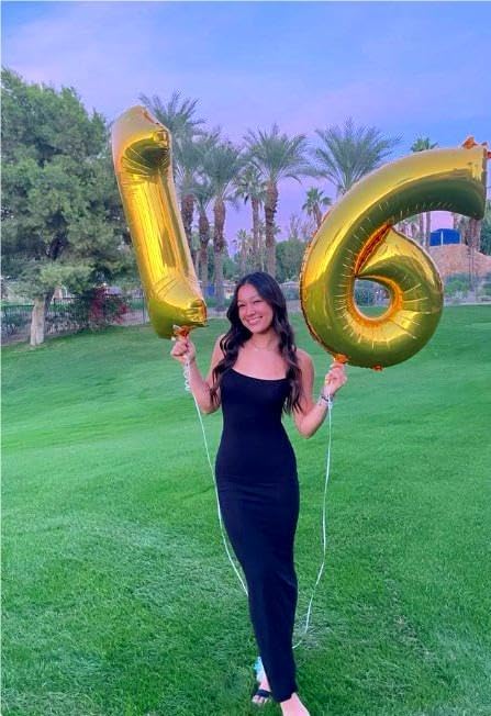 Gold 40 Inch Mylar Foil Number 6 Balloon, Birthday Digital Balloons for 6 16 Boy Girl Party Decorations Supplies, Big Helium Balloon Numbers for 26 36 46 60 Men Women Anniversary