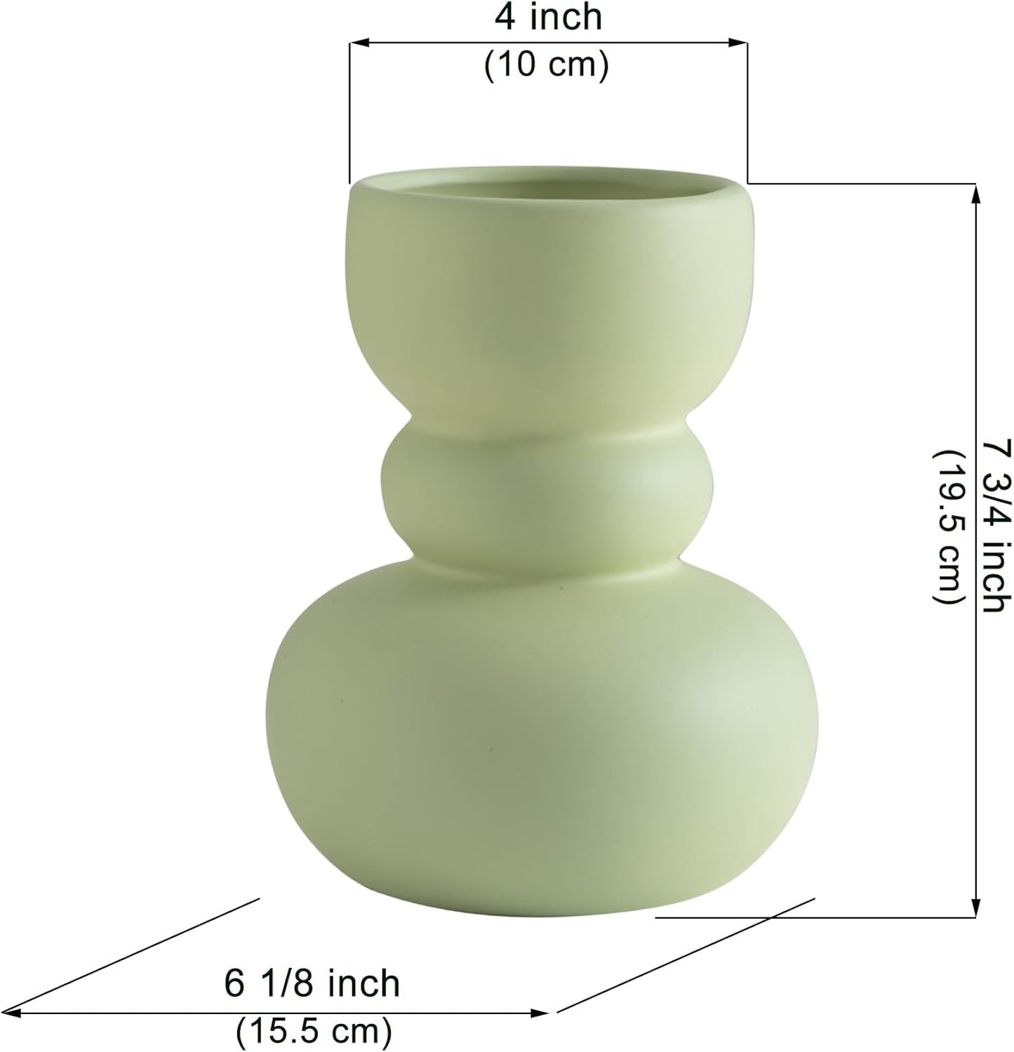 Ceramic Vase Green Modern Dried Flower Vase, Matte Pampas Flower Vases, Boho Home Decor for Centerpiece Wedding Dinner Table Party Living Room Office Bedroom, Housewarming Gift