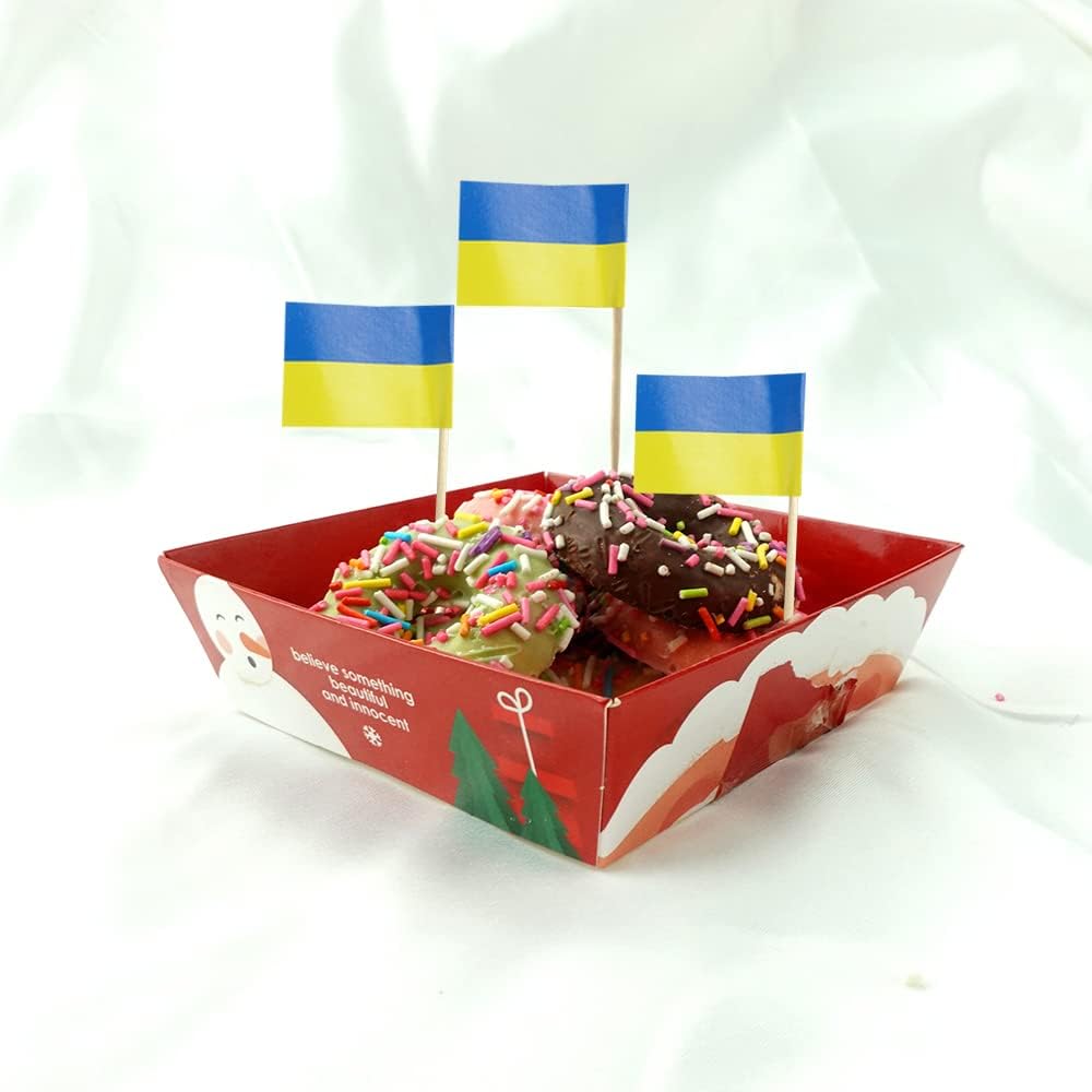 Ukraine Flag Ukrainian Flag, Small Mini Ukraine Toothpick Flags for Food, Cupcakes, Cocktails, Appetizers, Bar Party Decorations