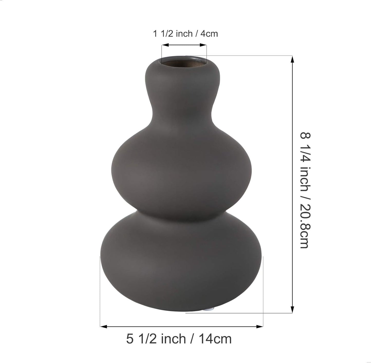 Ceramic Vase for Decor, Black Modern Vases for Home Decor Living Room, Home, Office, Centerpiece,Table and Wedding