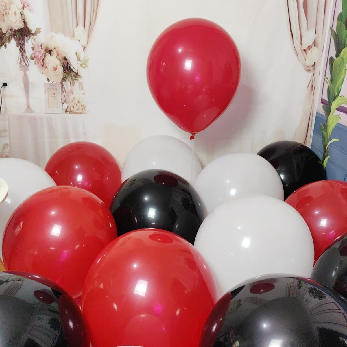 90 Pack 18 inch Red Black White Balloons 30 of each of the 3 colors Red White Black Latex Party big Balloon Bulk for Various Party Events Decorations