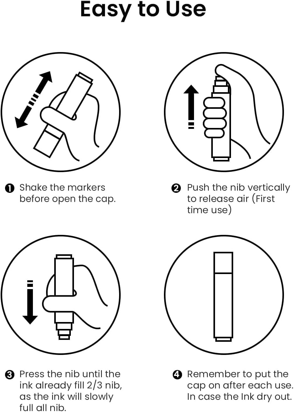 Jumbo Poster Markers Set: 12 Colors Large 15mm Wide Tip Permanent Ink Thick Acrylic Paint Pens for Rock Painting, Stone, Glass, Wood, Ceramic, Metal, Plastic, Fabric