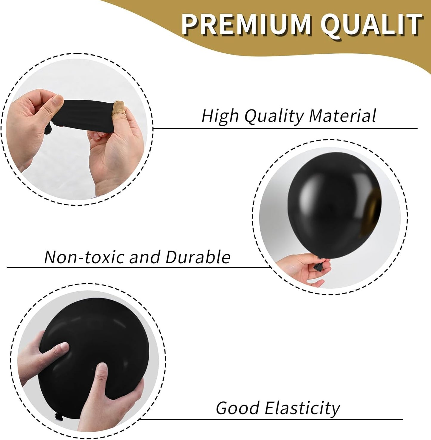 Black and Gold Balloons, Black White and Gold Balloon, Pearl White Black Gold Balloons, Black Gold Confetti Balloons for New Year's Eve Graduation Party Birthday Baby Shower Wedding Decorations