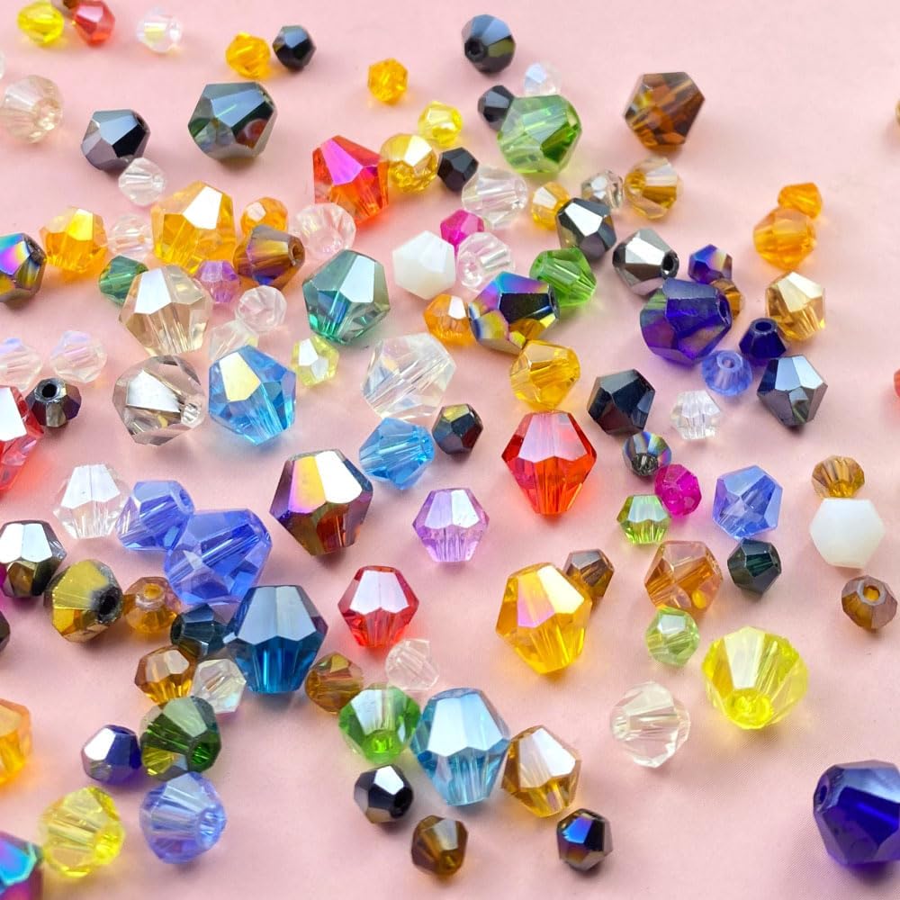 100pcs 8mm Bicone Crystal Glass Beads Loose Spacer Beads Faceted Craft Beads for Jewelry Making DIY Necklace Bracelet Earring Wind Chimes Suncatchers Ornamen(Crystal AB)