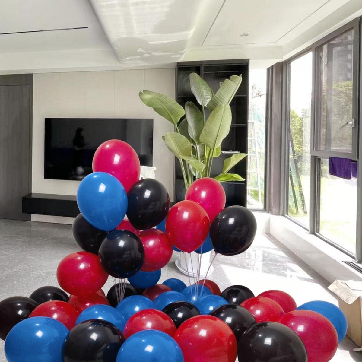 300 Pack Red Black Blue Balloons 100 of each of the 3 colors 12 inch Red Black Blue Latex Party Balloon Bulk for Various Party Events Decorations
