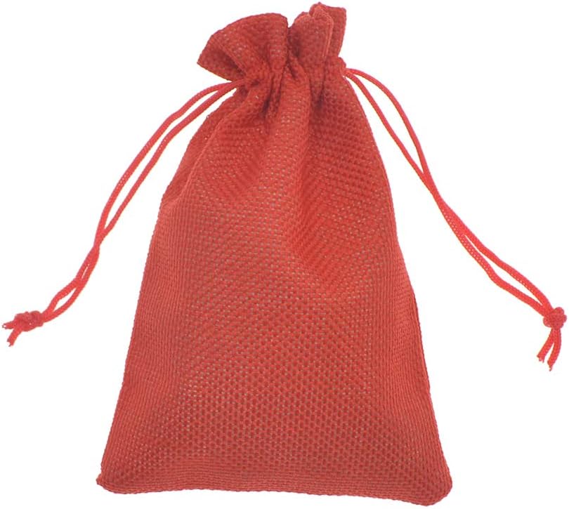 20pcs Burlap Gift Bags 5x7, Red Linen Drawstring Bags Christmas Wedding Party Favor Bags Jewelry Candy Pouches