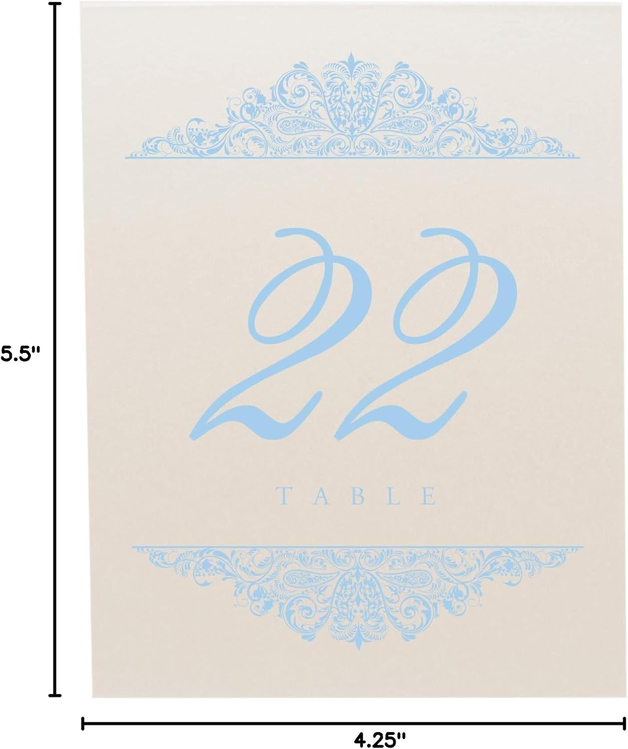 Paisley Wedding Table Numbers (Select Color/Quantity), Champagne, Light Blue, 1-15, Double Sided, Tent or Use in a Stand, Great for Parties & Restaurants - Made in the USA