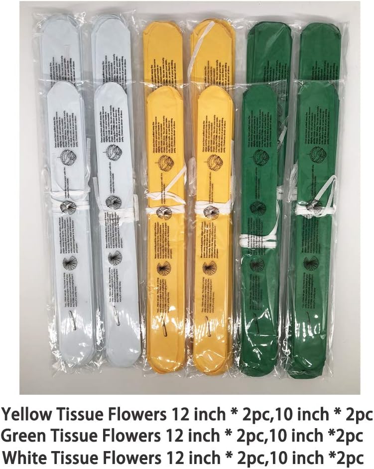 Paper Flower Tissue Pom Poms Party Supplies (yellow,green,white,12pc)