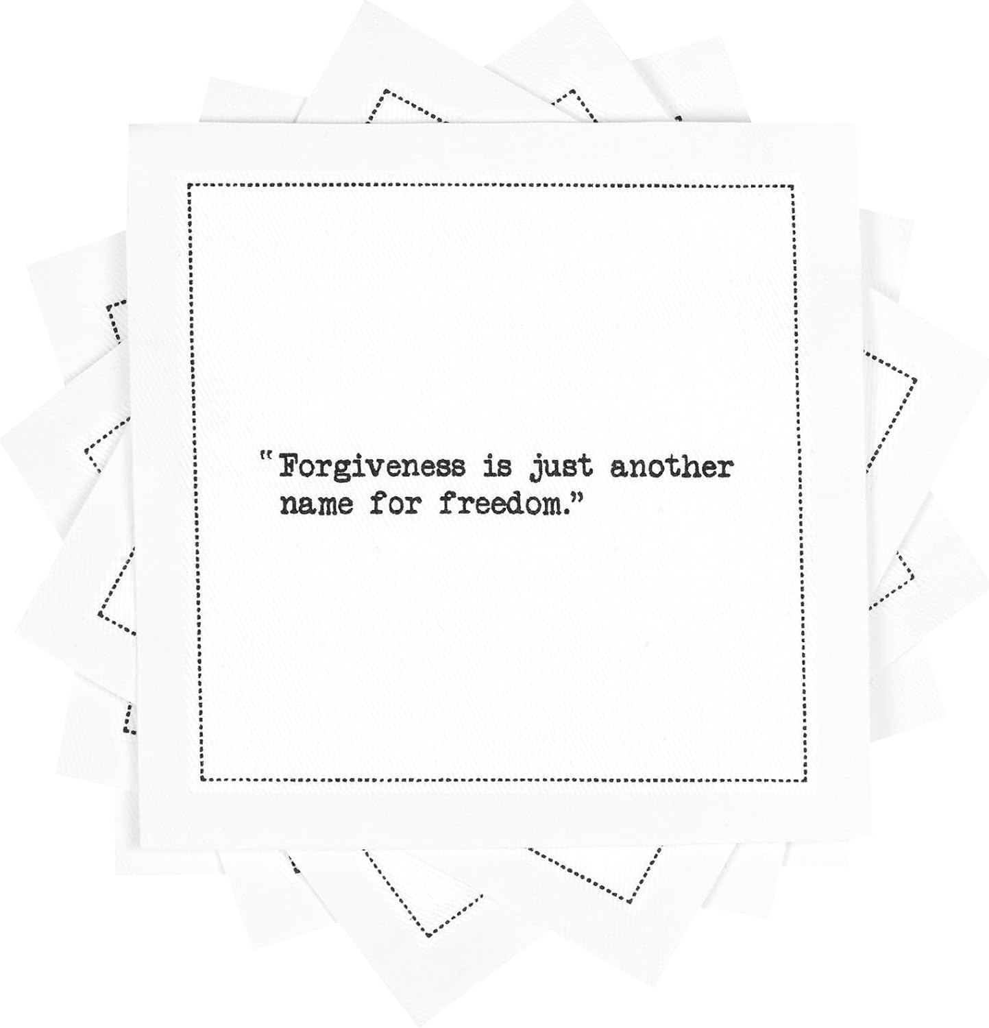 Five Star Napkins Moving Forward Quotes, White Cotton Cocktail Napkins, Beverage Napkins, Bar Napkins, Cloth, Party Napkins, Events, Holidays, Weddings, Birthdays, Disposable, 4.5" x 4.5"- (50x)