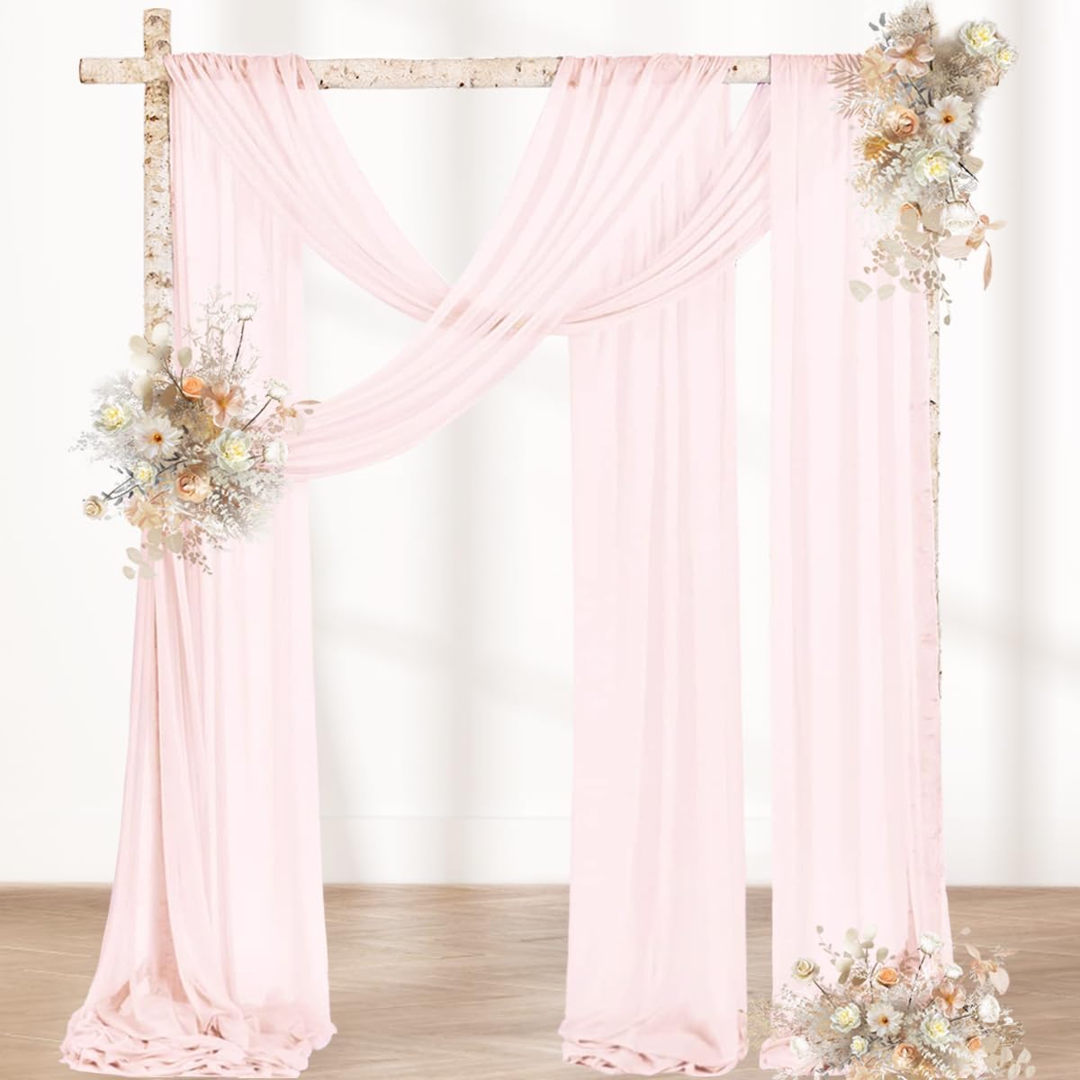 MLMW Wedding Arch Draping Fabric 1 Panel 29" x 20Ft Easter Pink Sheer Wedding Arch Backdrop Drapes Outdoor Curtain for Ceremony Party Background Ceiling Decor