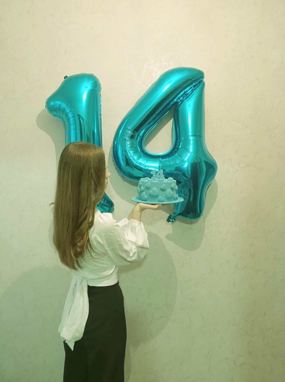 Digital Number 7 Teal Blue Birthday Balloon 40 Inch, Foil Balloons for 7 17 27 70 77 Party Decorations Supplies, Teal Blue Mylar Numbers Balloon for Seven Wedding Anniversary