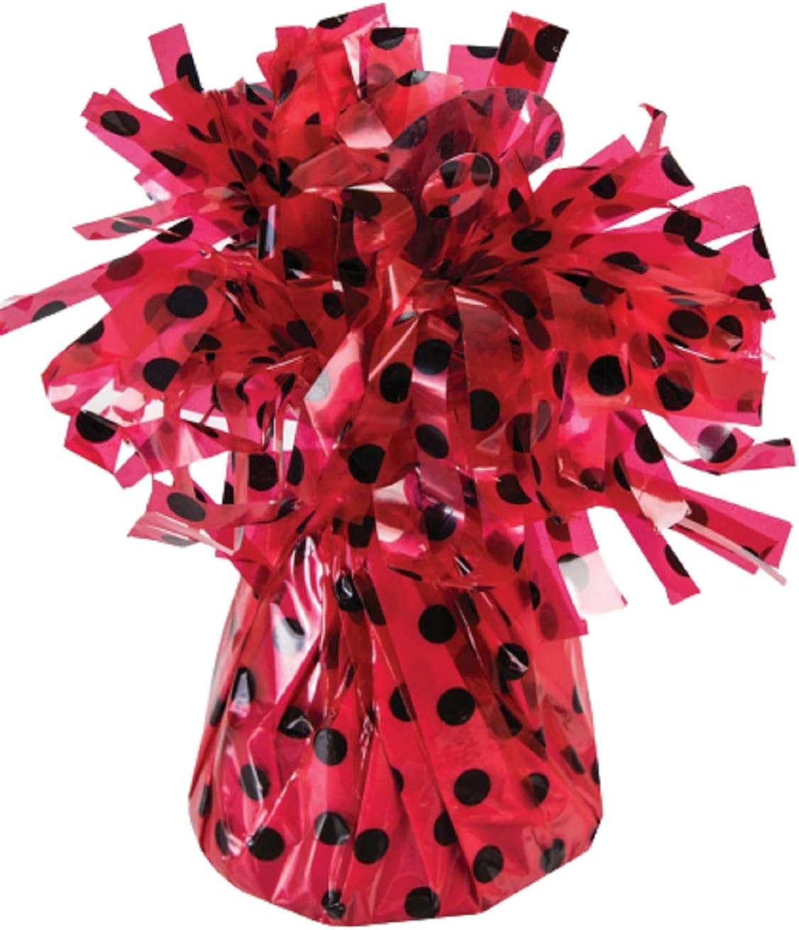 PMU Polka Dot Kisses Balloon Weights - Decorative Balloon Weight for Christmas, Thanksgiving, Birthday, Party Favors, Wedding & Baby Shower - 6oz. Red With Black, Pkg/1