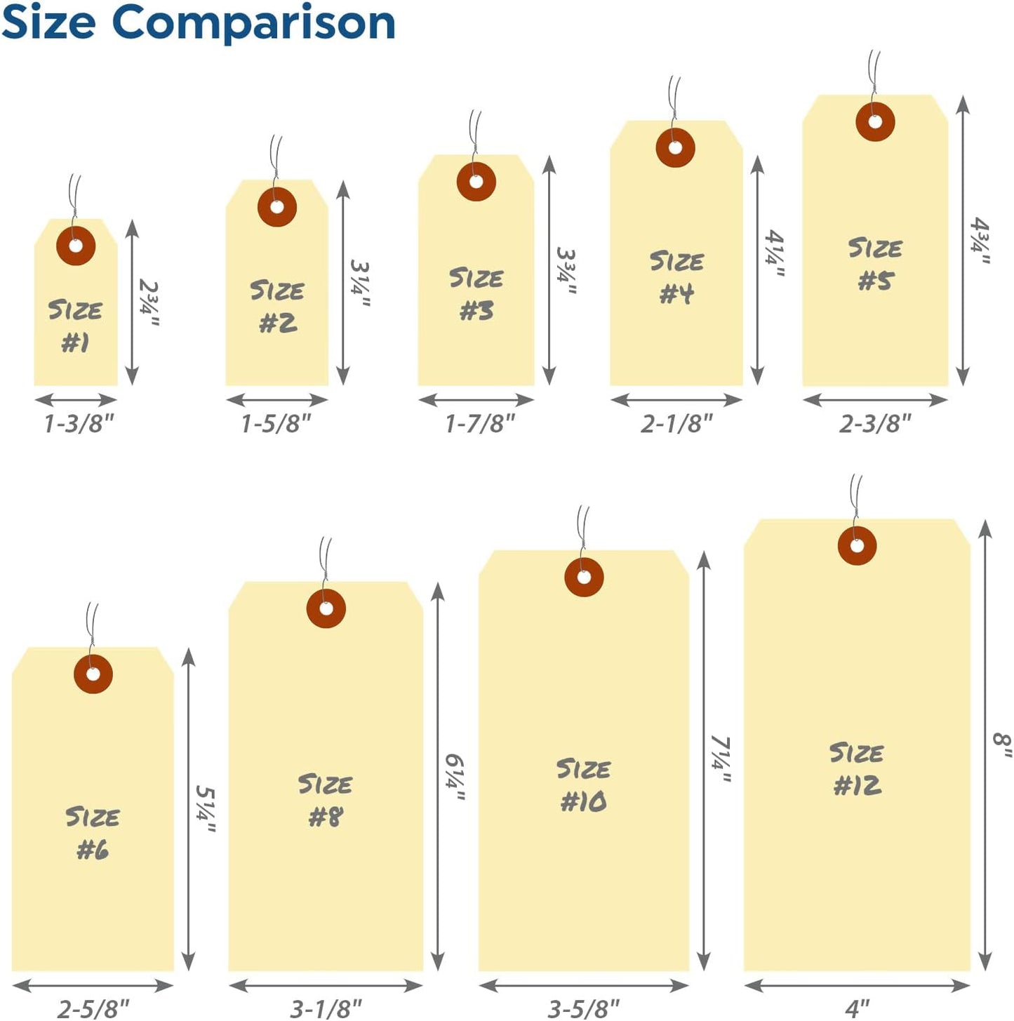 SmartSign Blank Manila Shipping Tags with Wire - Pack of 1000, Size-5, 13pt Thick Prewired Cardstock Tag, 4 3/4" x 2 3/8" Paper Hang Tags with Reinforced Fiber Patch