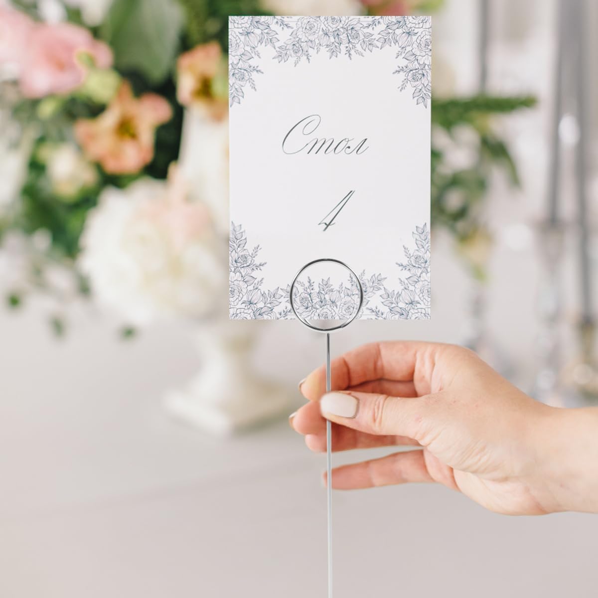 12Pcs Table Number Holder 8.66inch Tall Metal Iron Place Card Holder Lightweight Picture Holder Stand Portable Round Shape Photo Memo Note Holder for Office Wedding Party