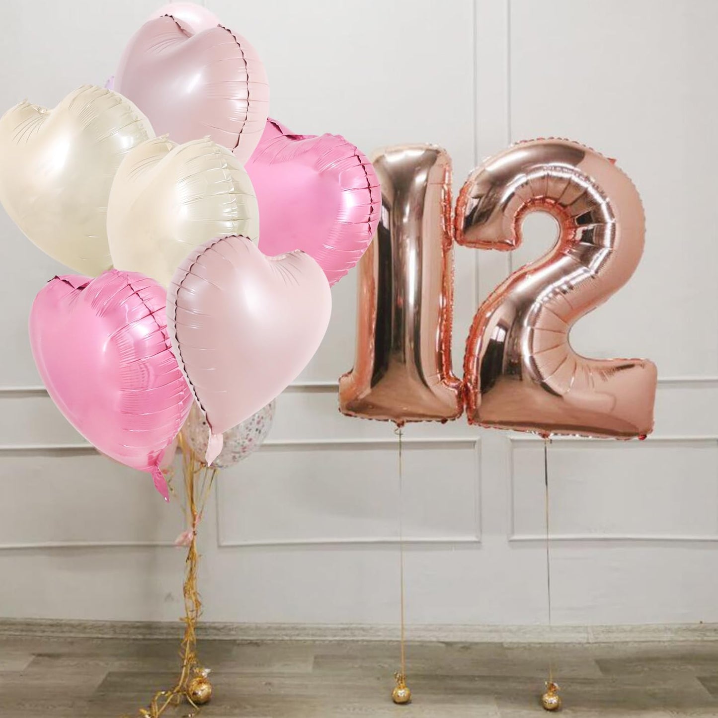 TONIFUL 30Pcs 18 Inch Heart Balloons Pastel Pink Cream White Pink Valentine’s Day Heart Shape Foil Mylar Balloons Decoration for Valentine's Day Wedding Bridal Shower Anniversary Engagement Party