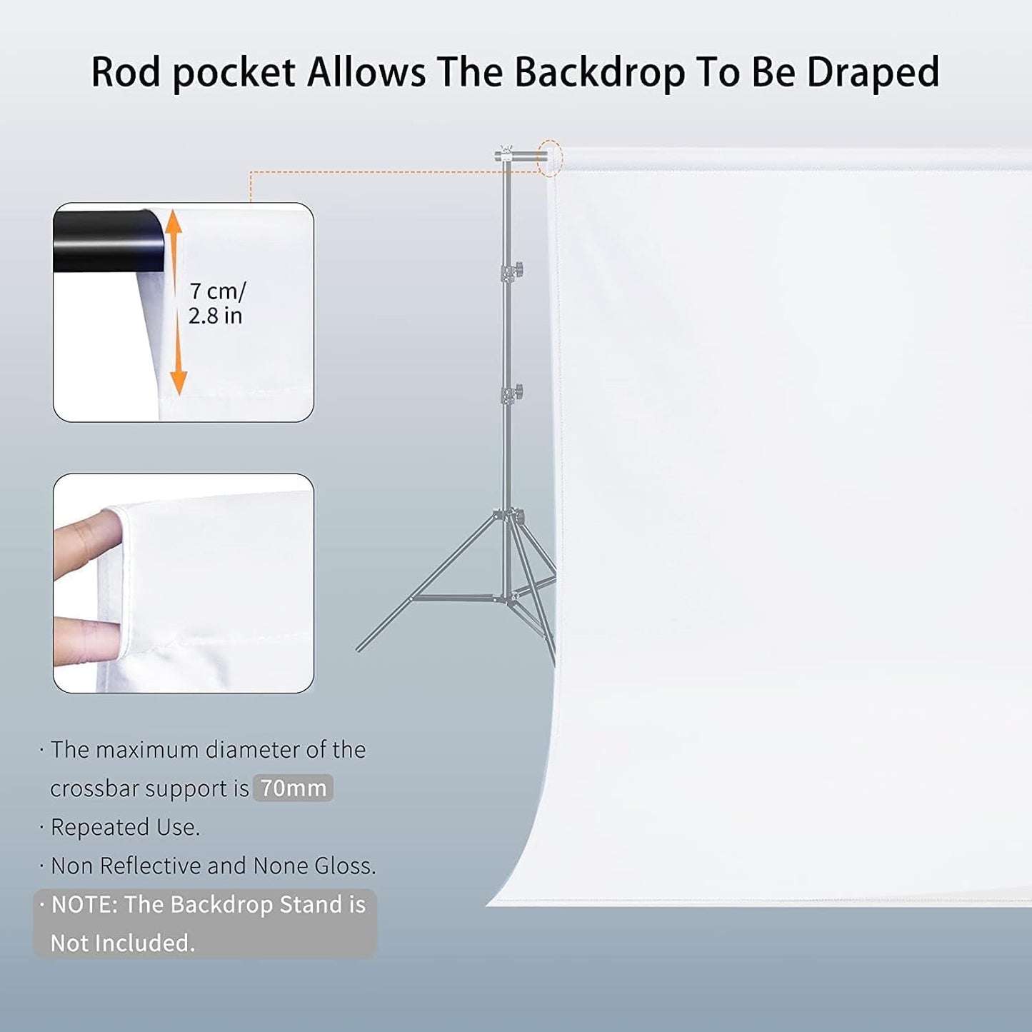 10 x10 FT White Backdrop Background, 100% Polyester Large Pure White Photo Backdrop, Foldable Washable Screen for Photography Party Portrait Photoshoots Booth Video Studio