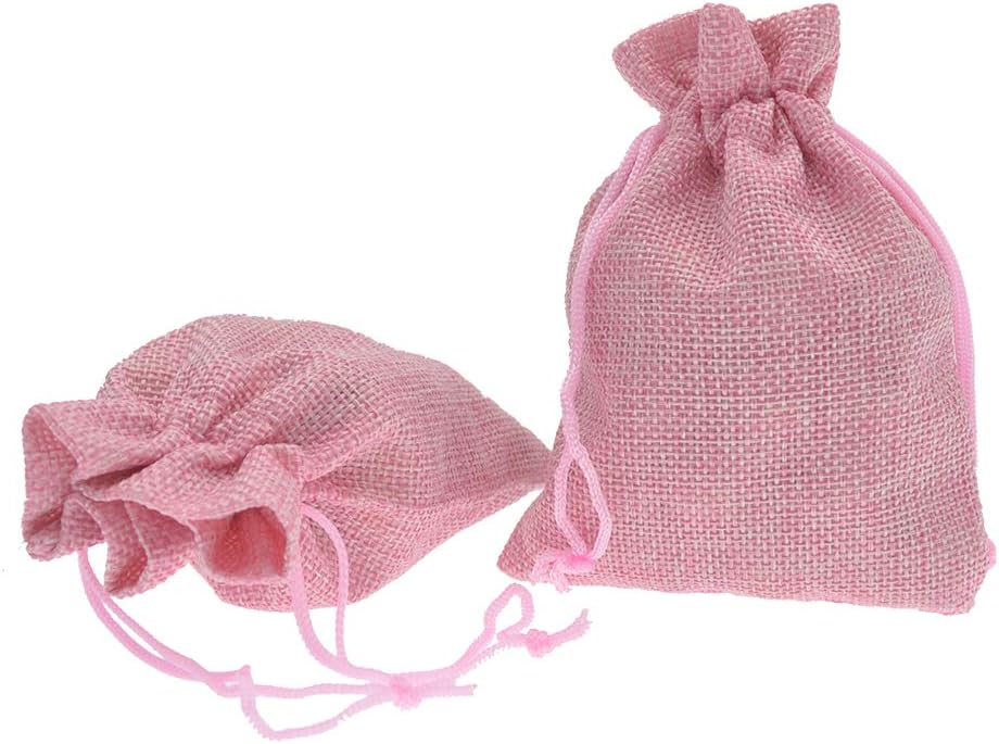 20Pcs Burlap Bags with Drawstring, Burlap Gift Bag Linen Jewelry Pouches for Christmas Wedding Favor, Party, DIY Crafts (Pink, 5.9 x 7.5 Inch)