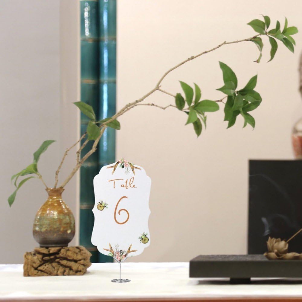 20pcs Mini Place Card Holder, Table Number Holders, Table Card Holders, Table Number Stands, Wire Table Picture Photo Holder Menu Memo Clips for Wedding Favors with Heart Shaped (Silver)