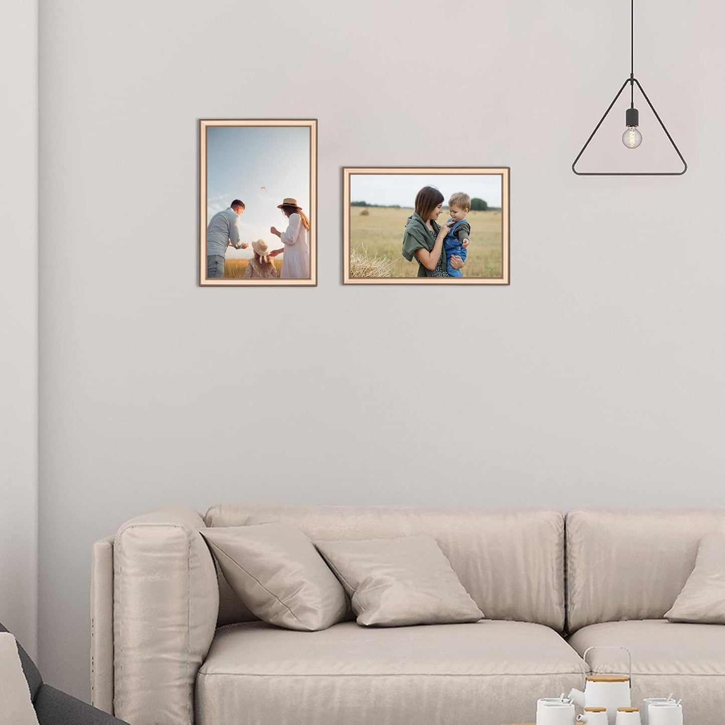 3.5x5 Picture Frames Gold - Brushed Brass Modern Simple Thin Aluminum Metal Photo Frame with HD Real Glass, Display for Tabletop and Wall Collage. (2 Pack)