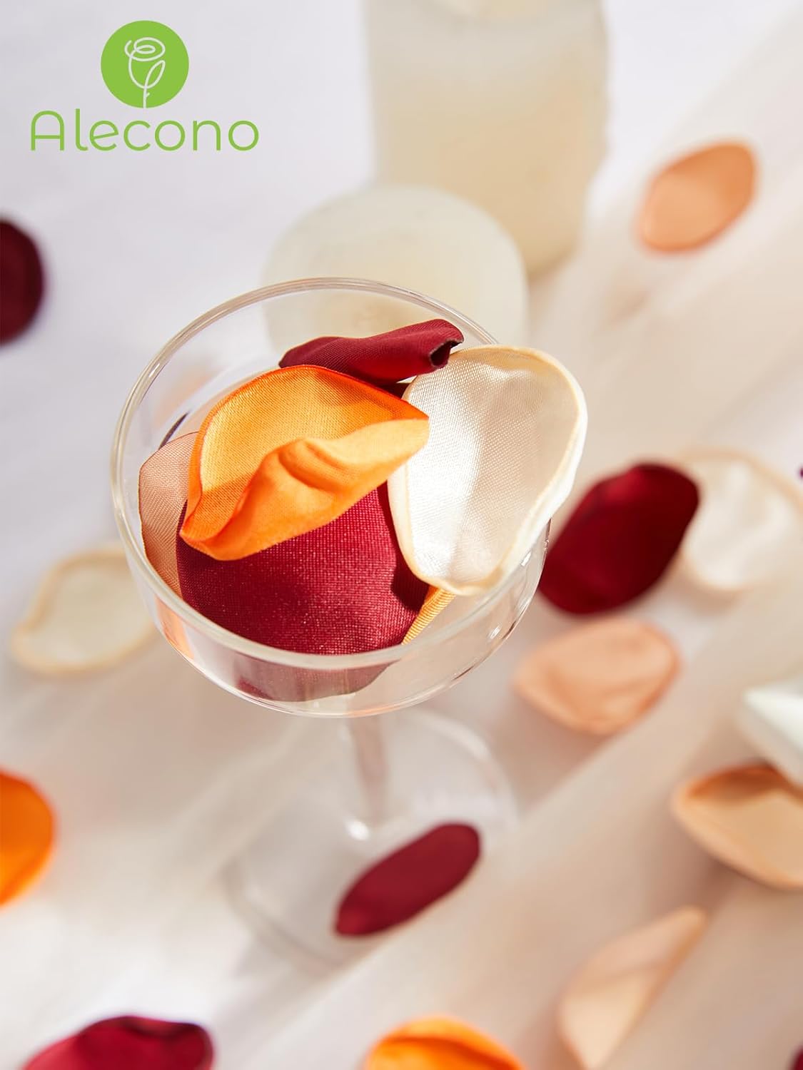 Alecono π²π¬π¬πππ¨ Silk Rose Petals, Faux Rose Flower Petals Bulk for Wedding Flower Girl, Fall Orange Fake Silk Petals Artificial Flower Petals for Bridal Shower