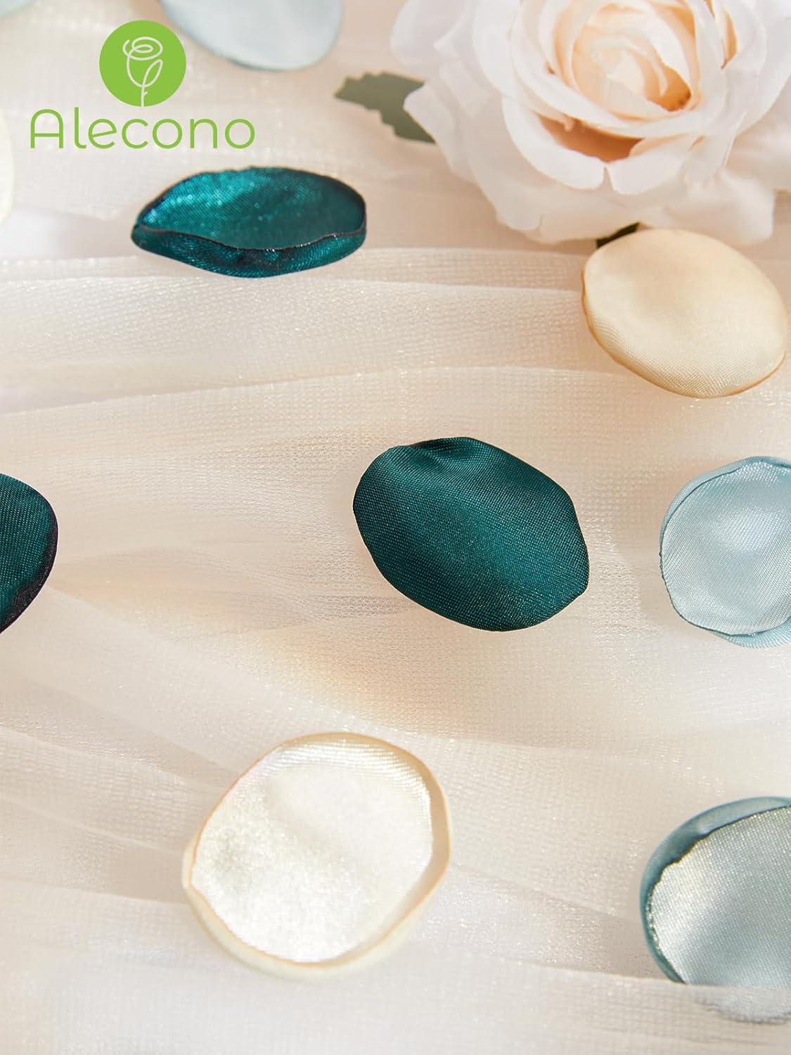 Alecono π²π¬π¬πππ¨ Silk Rose Petals, Green Fake Rose Petals for Wedding, Artificial Flower Petals Decorations for Bath Party Dinner Table Decor