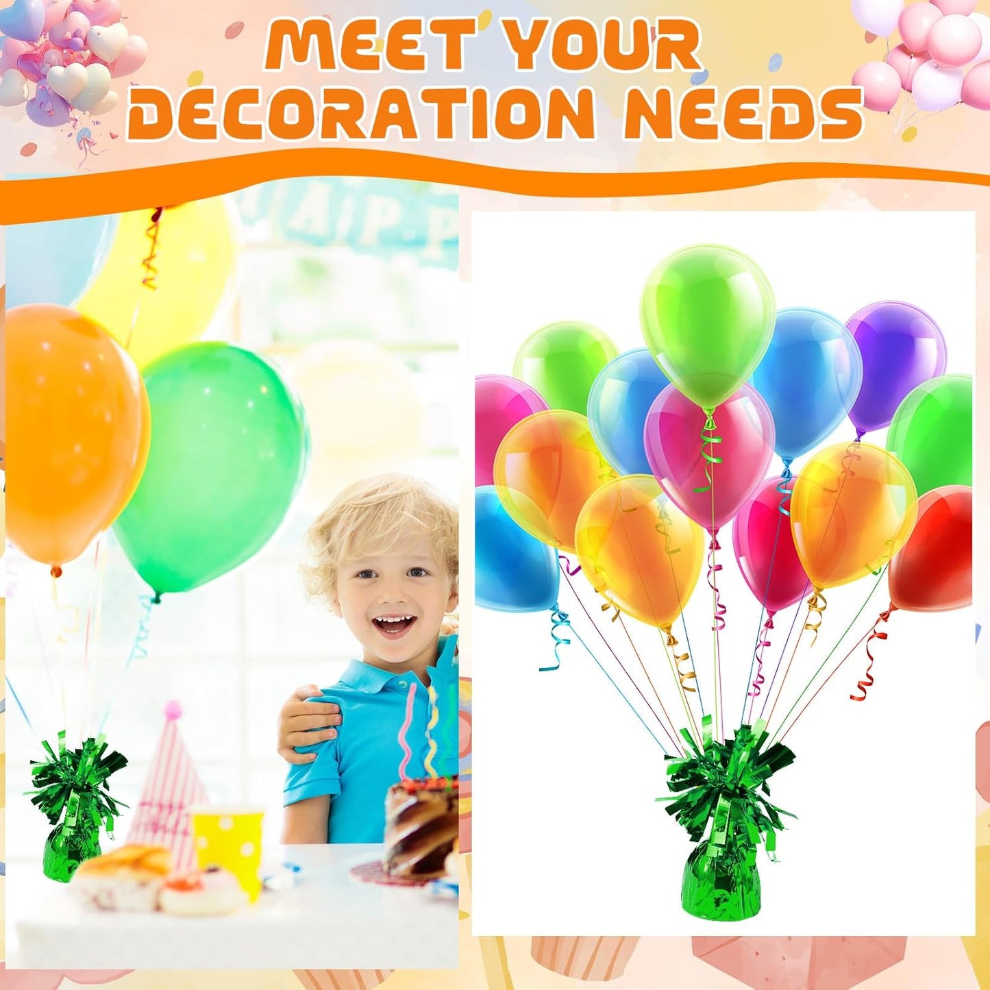 8 Pcs Green Metallic Balloon Weights Holder Anchors Balloon Holder Weights for Helium Balloons Birthday Graduation Party Christmas Wedding Celebration Decoration (Green)