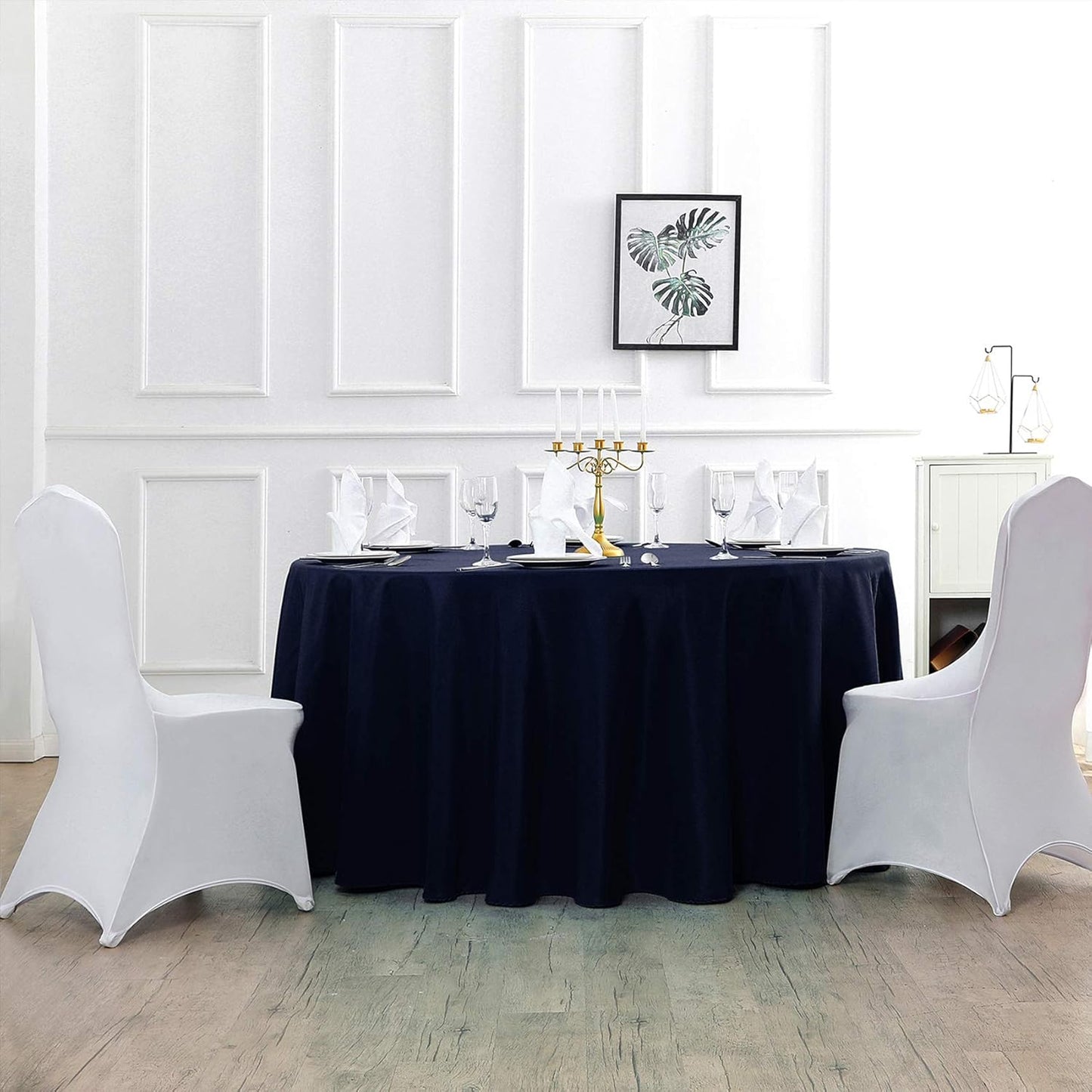 120 inch Round Tablecloth Washable Polyester Table Cloth Decorative Table Cover for Wedding Party Dining Banquet(120 inch,Navy)