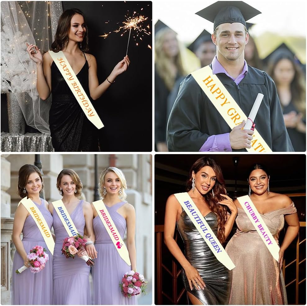 Blank Sash 16 PCS Sashes DIY Satin Sash Chair Sashes Scout Sash President Sash Senior Sash Scout Sash Wedding Party Sash