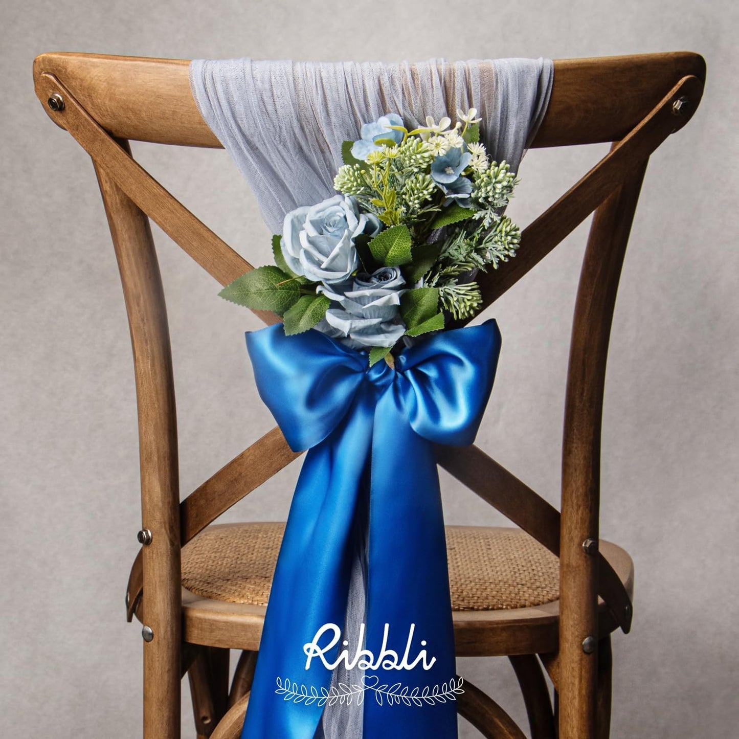 Ribbli Royal Blue Satin Ribbon 4 Inch Wide Blue Ribbon for Wedding Chair Sash Grand Opening Ceremony Big Bows Gift Wrapping Floral Crafts Cake Decor-Double Faced Satin Continuous 10 Yards