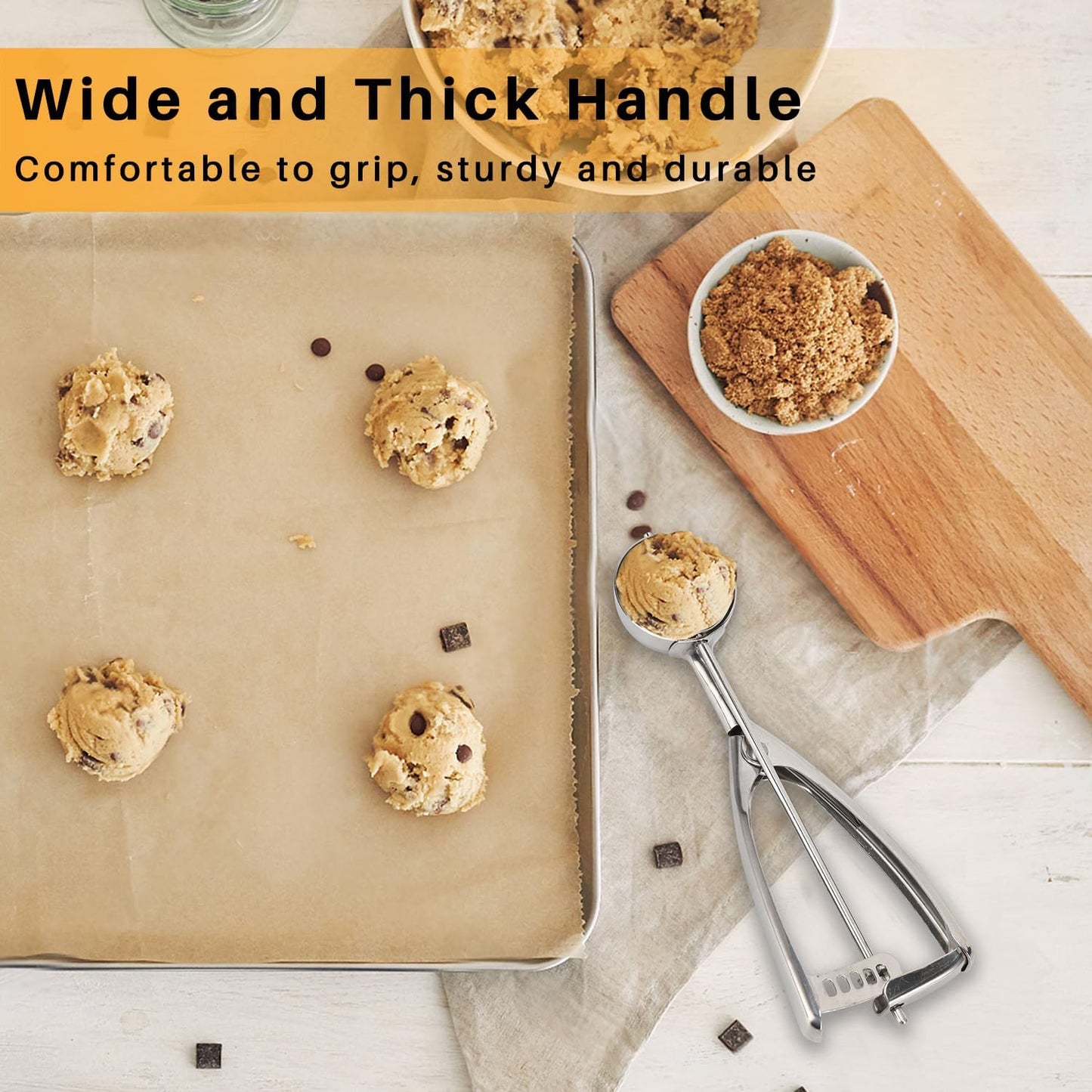 2 Tablespoon Cookie Scoop, Size #40/2 Tbsp Cookie Scoops for Baking, Cookie Dough Scoop, Selected 18/8 Stainless Steel, for Making Cookie, Cupcake, Muffin, Ice Cream, Meatball