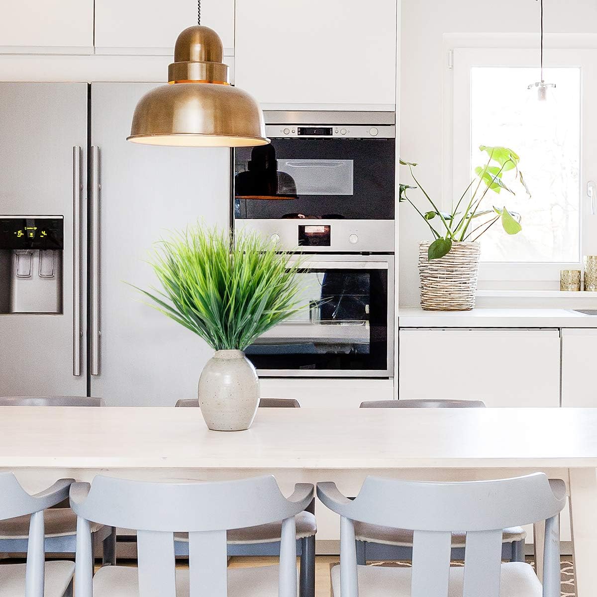 30 Bundles Artificial Grasses Outdoor UV Resistant Fake Grasses No Fade Faux Plastic Plants Garden Porch Window Box Decorating…