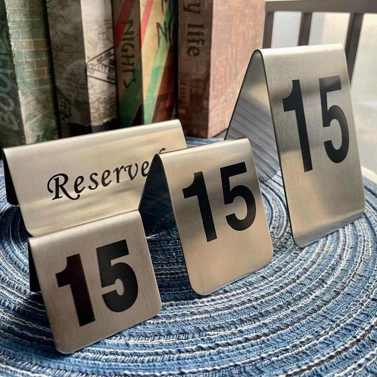 Metal Place Cards Stackable Tent Style Table Numbers,Place Card Holders for TRPG Wedding Party Restaurants Cafes Bars Gatherings Meeting Room Board Games (Black, Large 1-10)