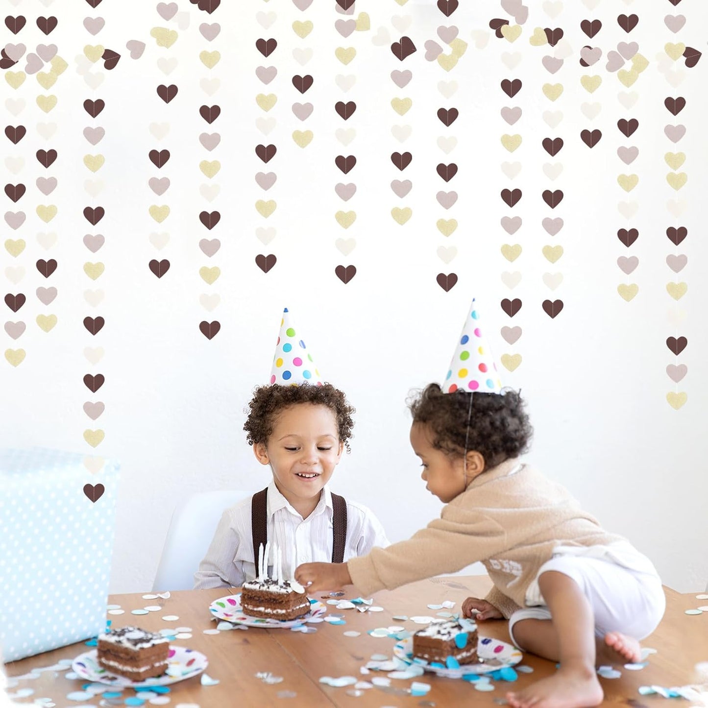 Brown-Gold Nude-Pink Party-Decorations Paper Garland - 52Ft Neutral Boho Blush Champagne Cow Bear Streamers Banner,Fall Autumn Birthday Baby Shower Wedding Hanging Decor Panduola