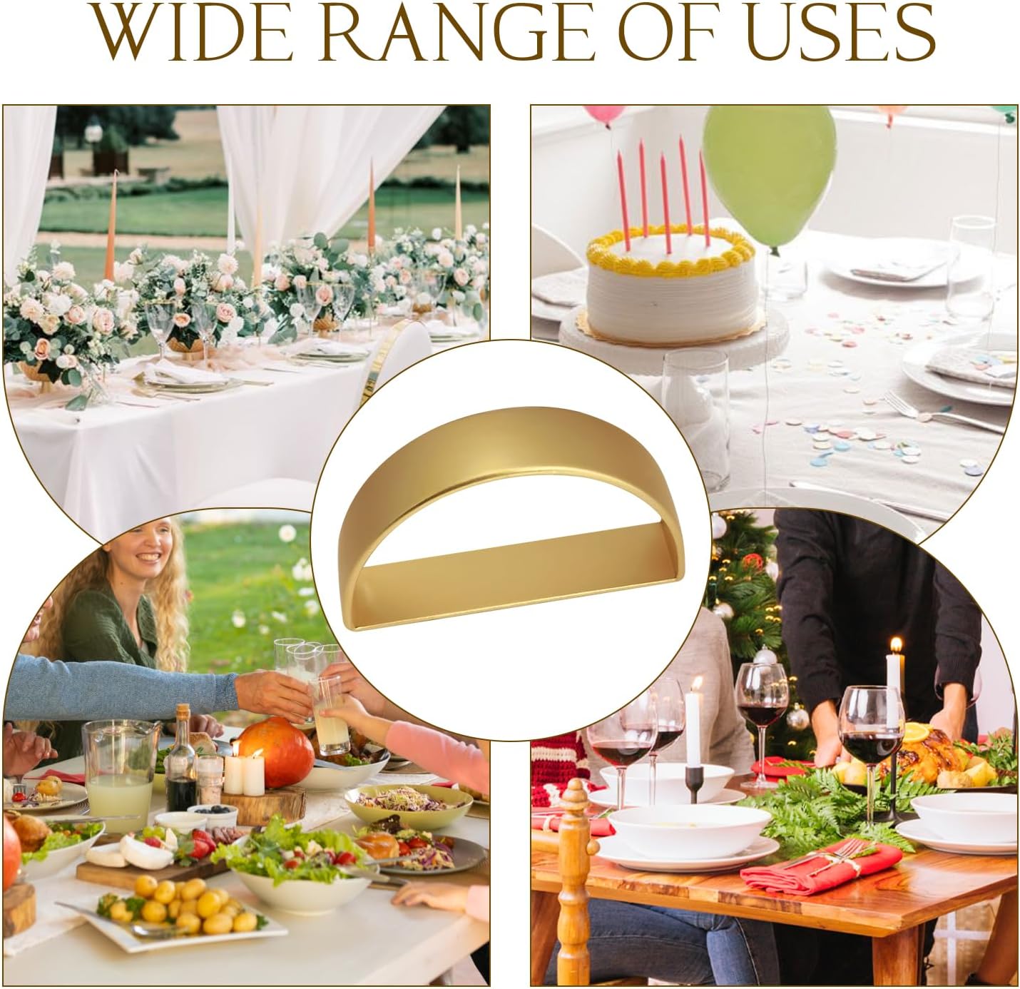 16PCS Gold Napkin Rings, Metal Napkin Rings, Fall Thanksgiving Christmas Table Decorations, Wedding, Banquet, Party, Easter Table Napkin Decorations