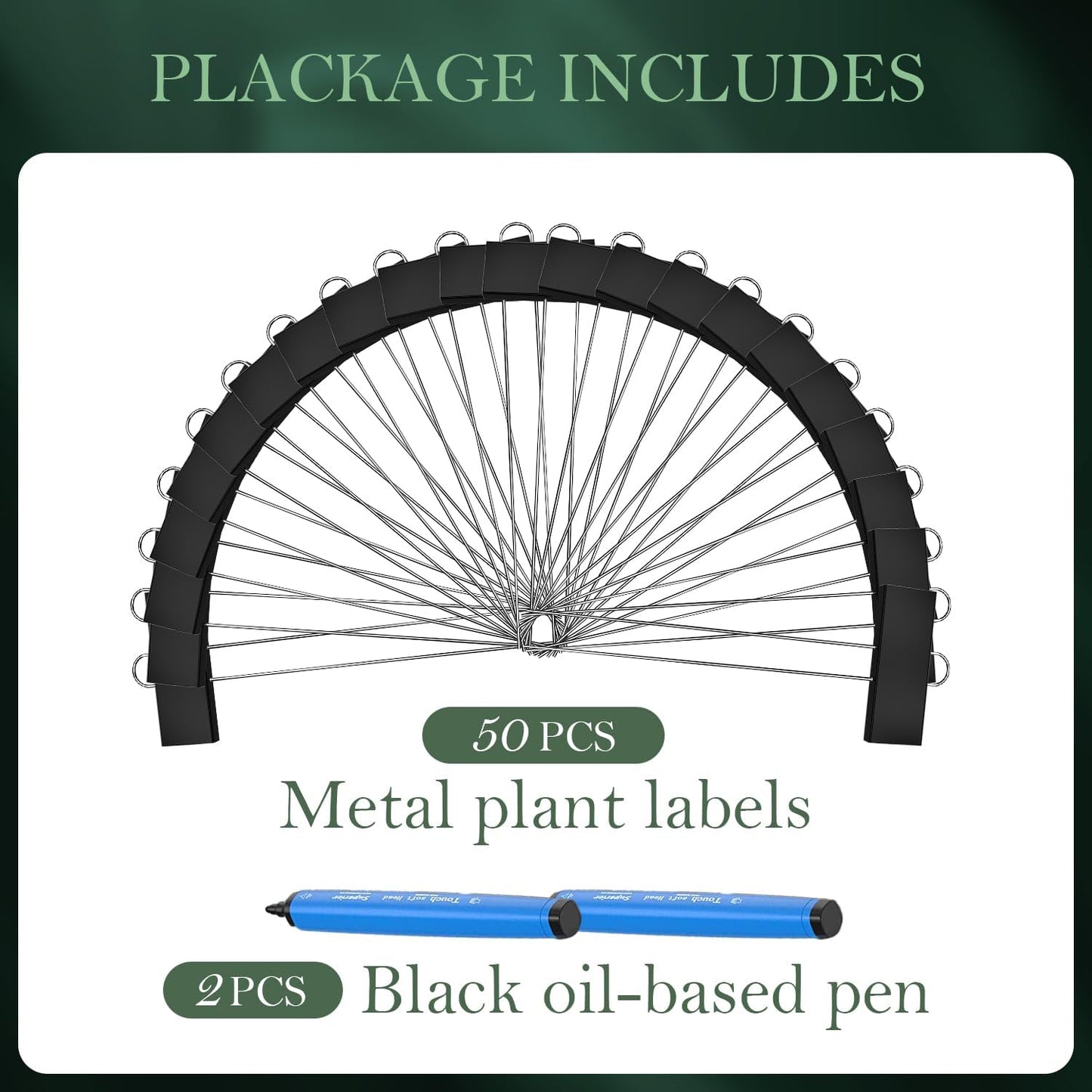 30 Pack Metal Plant Labels for Outdoor Garden Waterproof Plant Markers, Labels Garden Markers for Seedlings Herbs Vegetable Greenhouse Gifts with Pen - Black