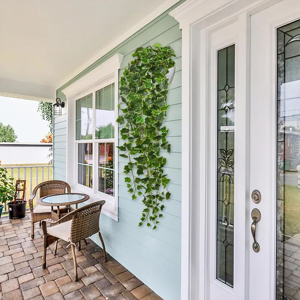 Hollyone Artificial Hanging Plants Wall Potted 47.2" Fake Ivy Vine Faux Ivy Leaves Hanging Greenery Plants for Wall Home Bedroom Indoors Outdoors Garden Patio Decor