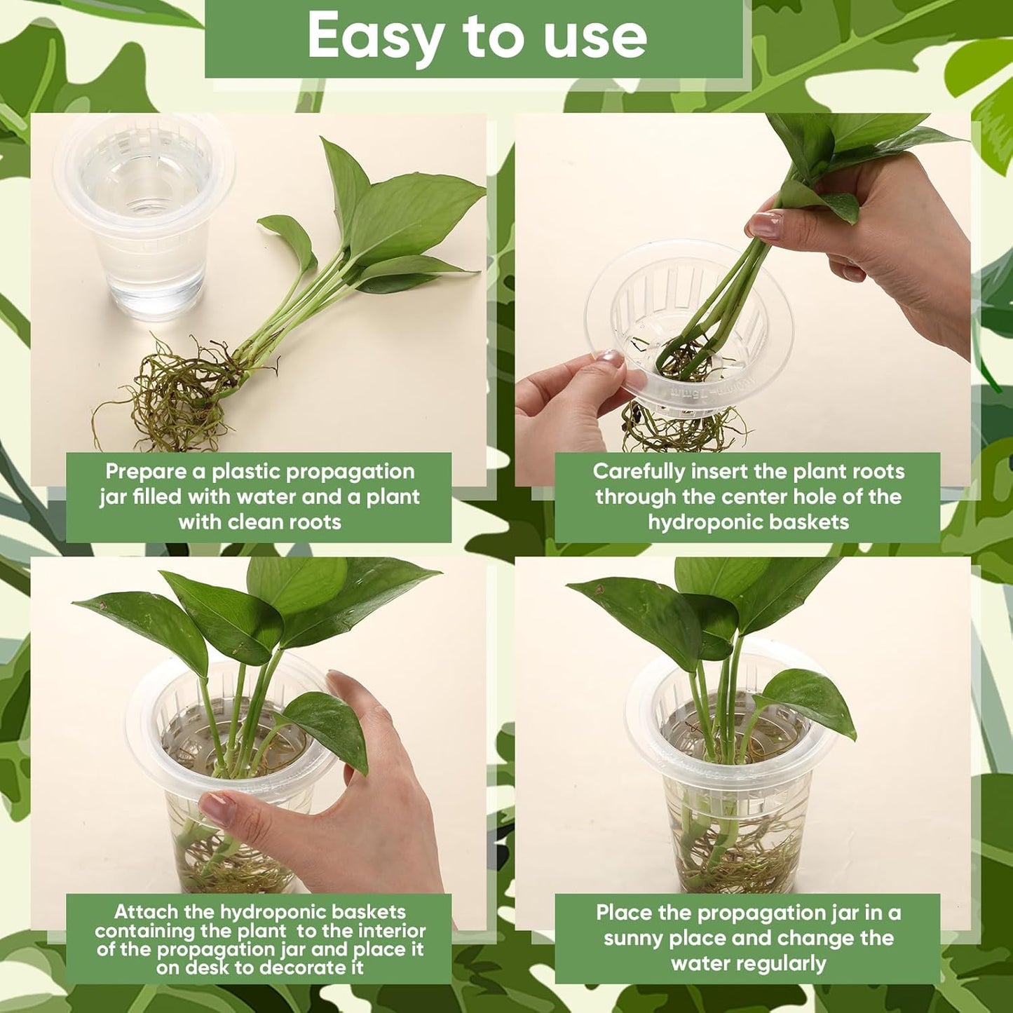 Baderke 35 Pack Plastic Plant Propagation Station Desktop Terrariums Plant Tabletop Vase with Hydroponic Baskets for Indoor Home Office Desktop Decor (4.57'')