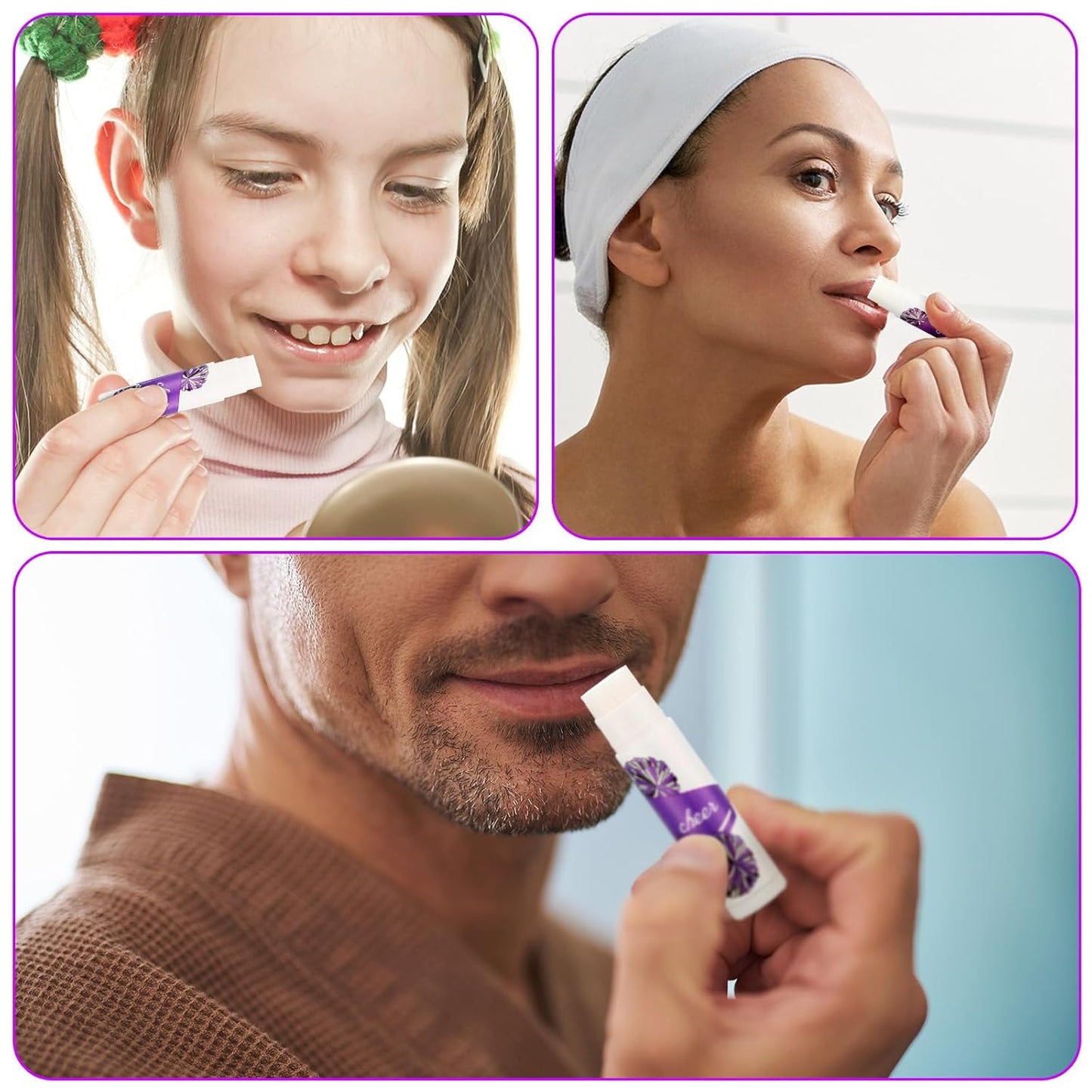 24 Pcs Cheer Lip Balm Cheer Teams Camp Gifts Pom Pom Leaders Party Favors Gear Lip Balm Mom Gift for Competitive Party Guest Supplies(Purple)