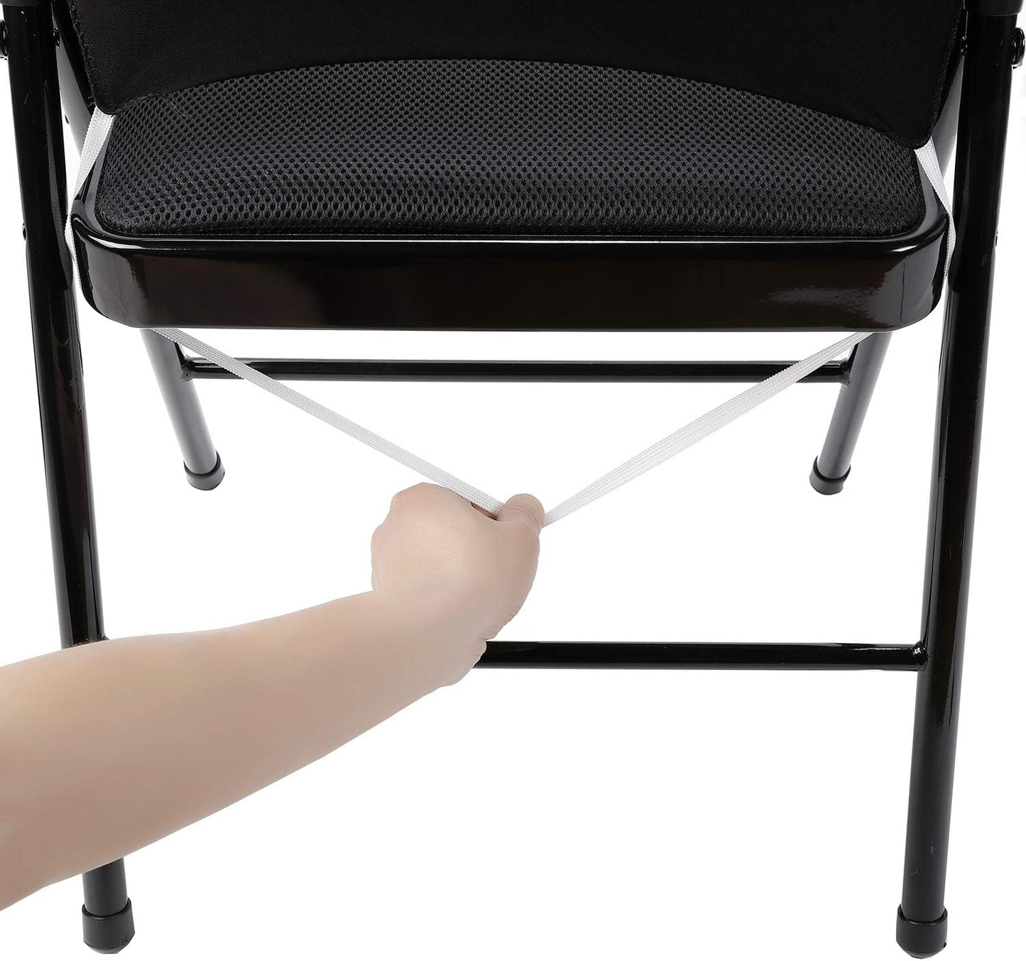 Peomeise Stretch Spandex Folding Chair Cover for Wedding Party Dining Banquet Event (Black,6pcs)