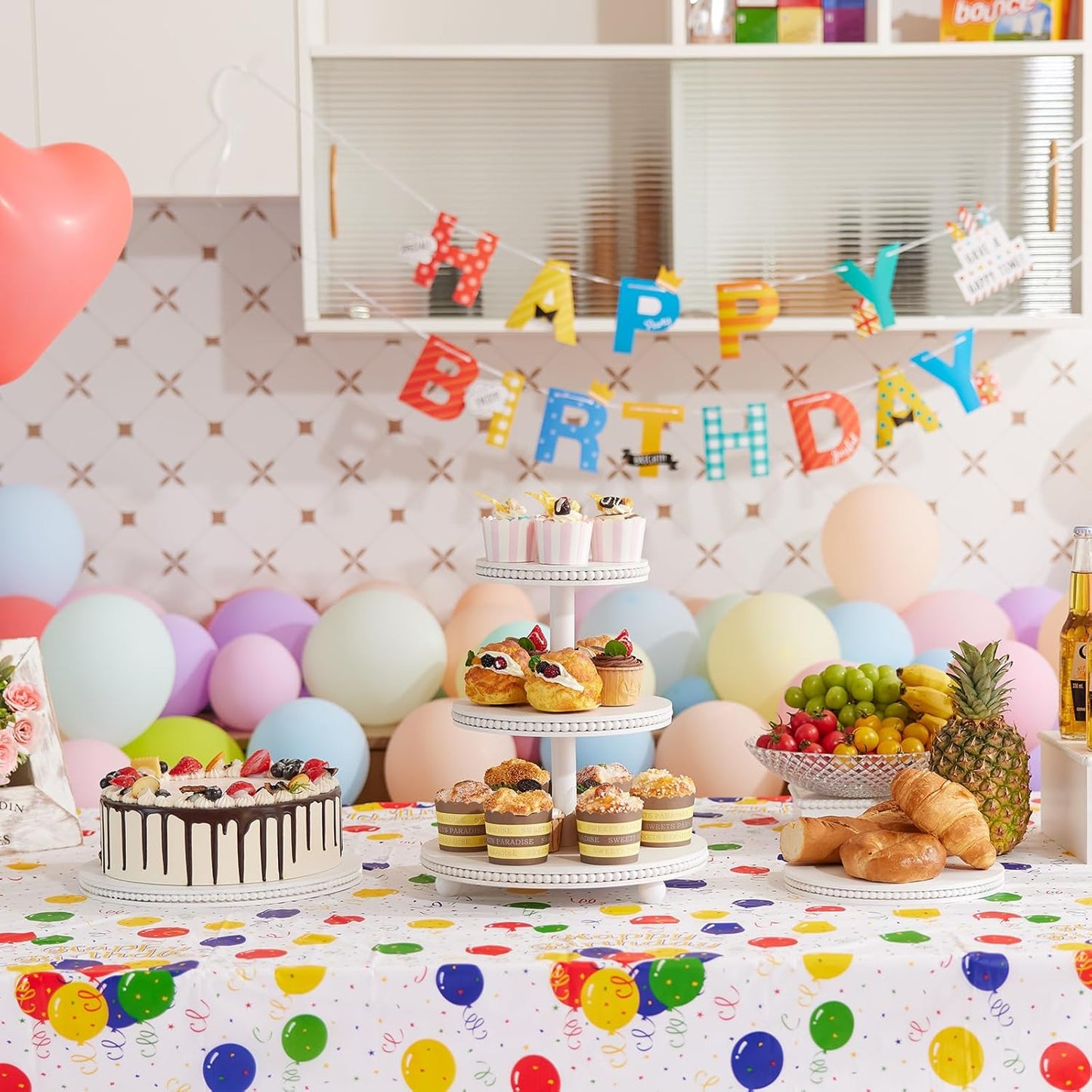 3 Tier Cupcake Stand Round,Wood Cupcake Stand with Beads,Tiered Cake Stand for 24 Cupcakes,Dessert Display Stand,Cupcake Tower for Party, Wedding, Birthday, Home Decor