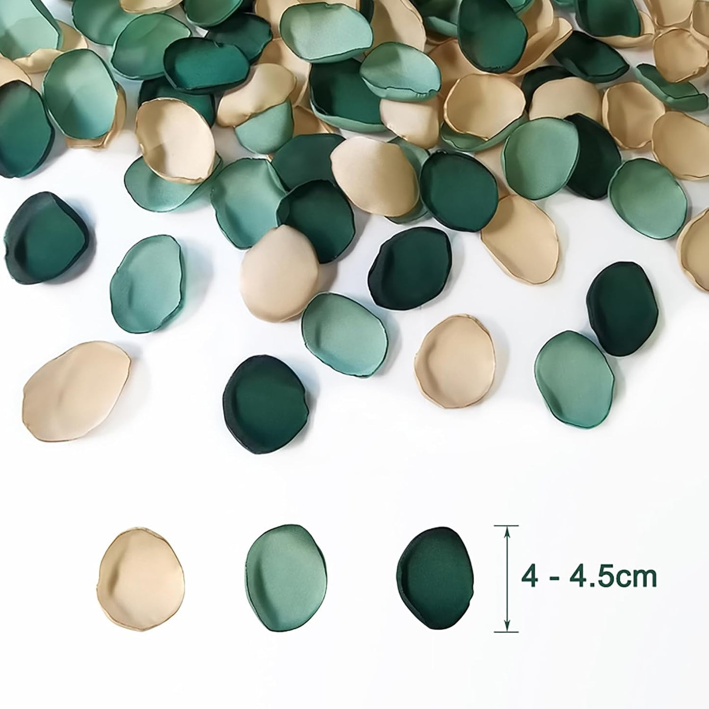 400pcs Satin Silk Rose Petals, Artificial Wedding Petals for Aisle/Table Centerpiece/Flower Girl Basket, Handmade and Reusable Flower Petals for DIY Party/Valentine's Day/Bridal Shower (Forest Meadow)