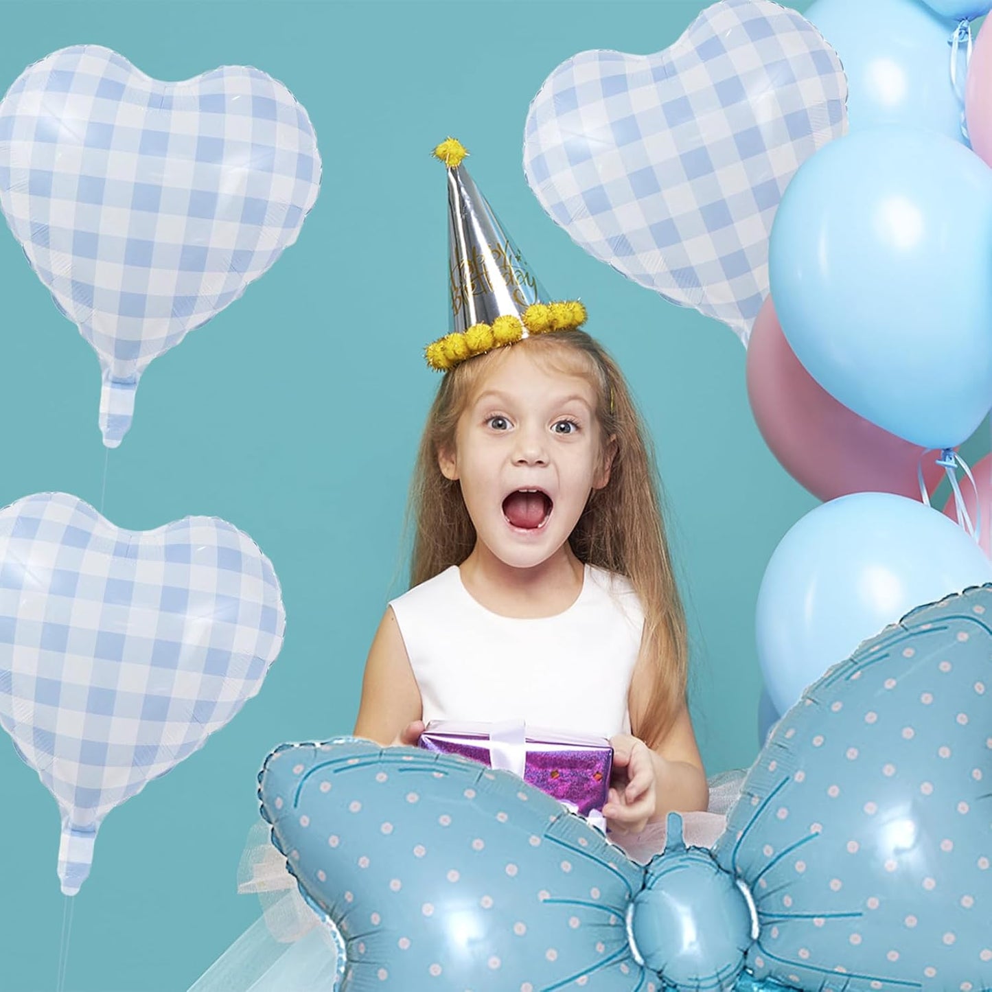 36 Inches Bow Foil Balloon Huge Bowtie Blue Balloon for Baby Shower, Wedding, Kids Theme Party Decoration (Blue 3)