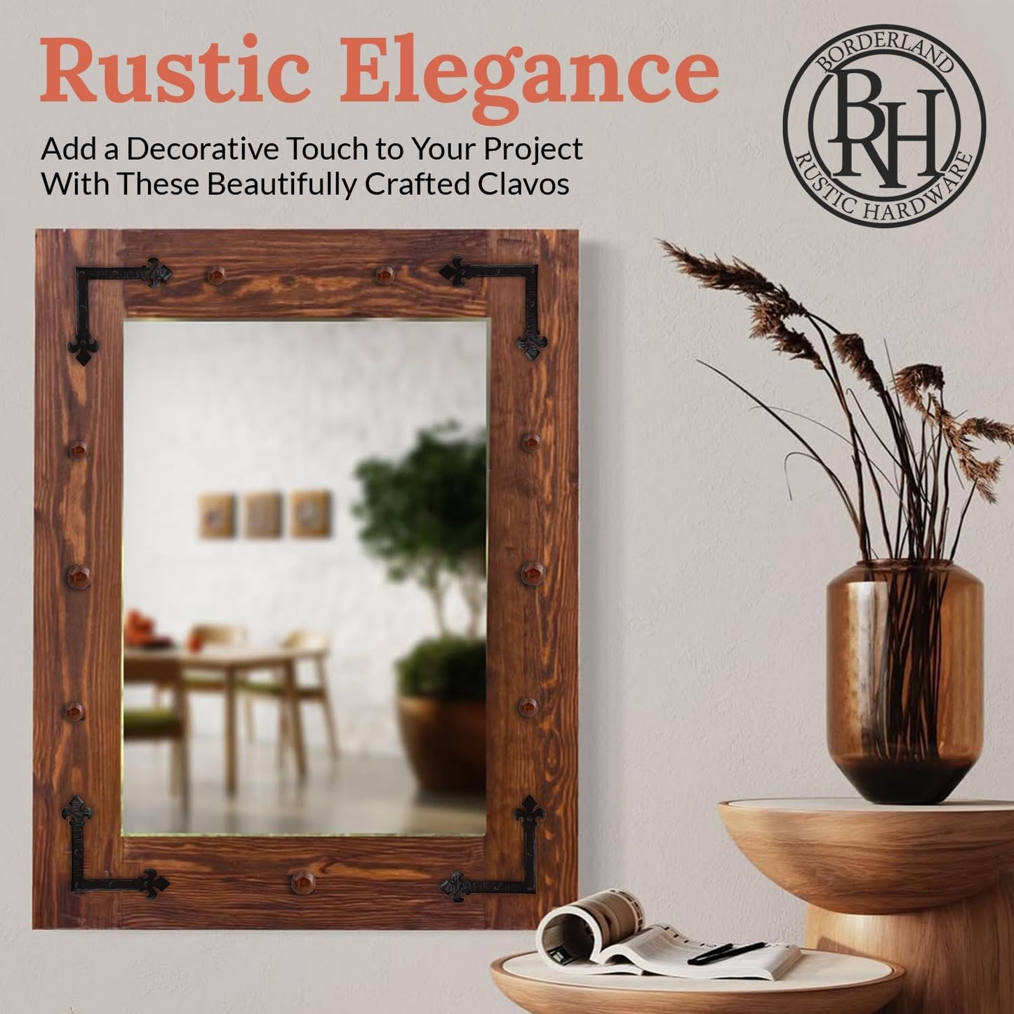 10 Pack 0.75" Round Head Iron Clavos Decorative Nails – Sealed Rusted – Handmade Rustic Round Fasteners for Farmhouse Shutters, Faux Wood, Barn Doors, Shutters, Gates – Ornamental Wood Accent