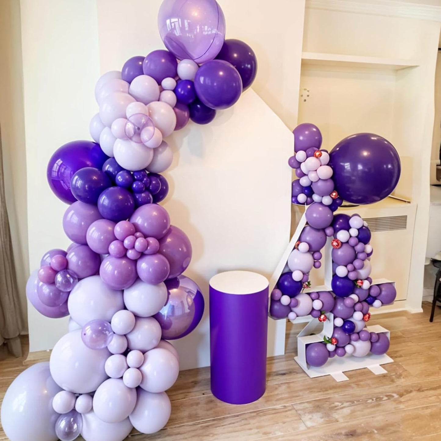 Purple Balloons, 60pcs Metallic Purple Balloons With Matte Macaron Heart Latex Balloon Confetti Balloon Birthday Baby Shower Party Wedding Bridal Shower Bachelorette Engagement Anniversary Decorations