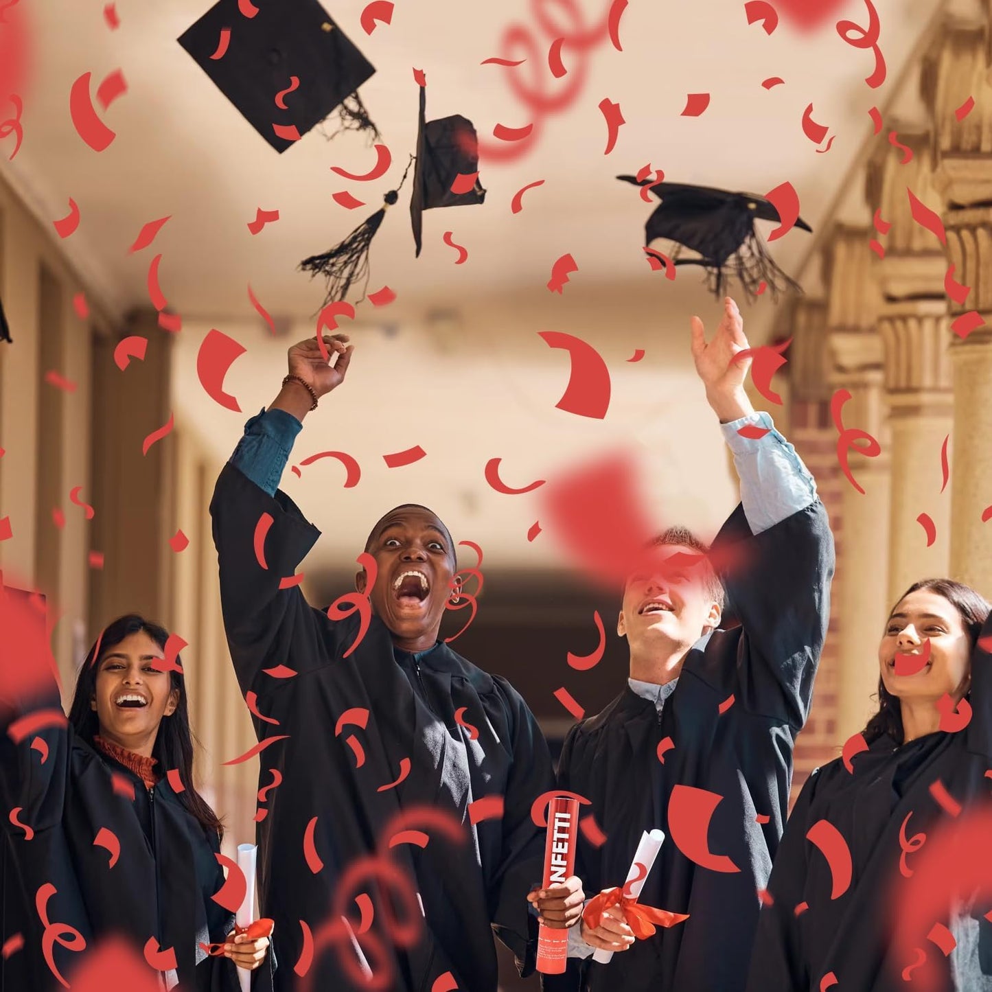 Confetti Cannon Red Biodegradable Confetti Poppers 12Pack Party Poppers Confetti Shooters Red Popper Sticks for Wedding Graduation Engagement Anniversary Bridal Shower Valentines Day Birthday